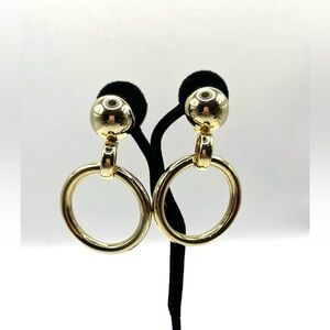 Vintage Hoop Clip on Earrings Gold Tone Large Statement 70’s Style